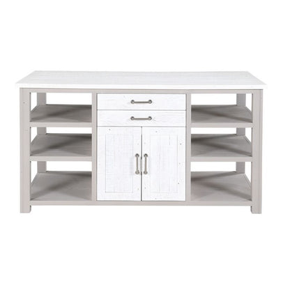 BAUMHAUS Greystone Reclaimed Kitchen Island in Grey and Distressed White VTTG02E - White Tree Furniture