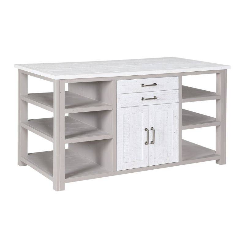 BAUMHAUS Greystone Reclaimed Kitchen Island in Grey and Distressed White VTTG02E - White Tree Furniture