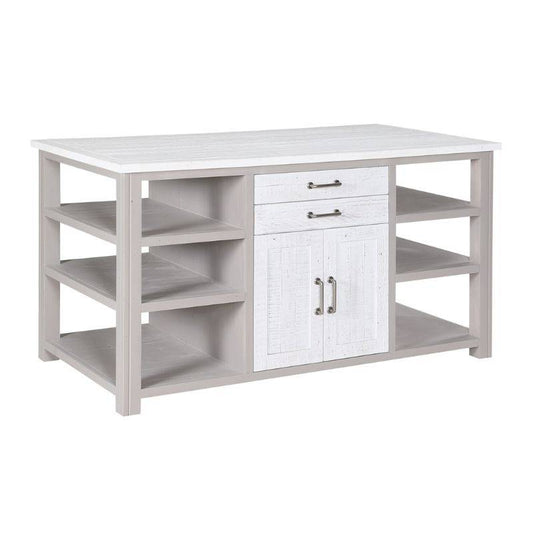 BAUMHAUS Greystone Reclaimed Kitchen Island in Grey and Distressed White VTTG02E - White Tree Furniture