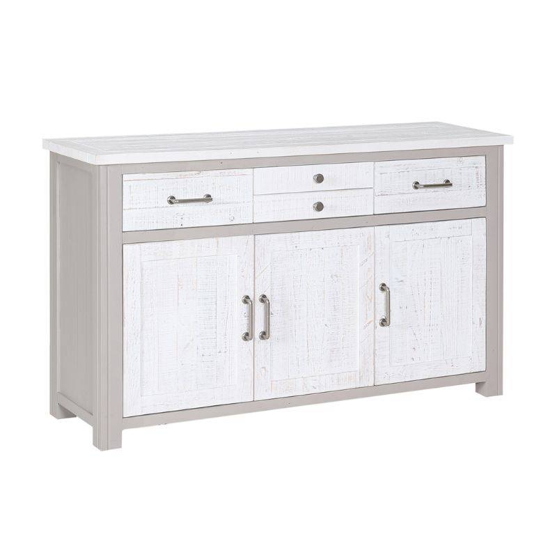 BAUMHAUS Greystone Reclaimed Sideboard with 3 Doors in Grey and White Distressed VTTG02D - White Tree Furniture