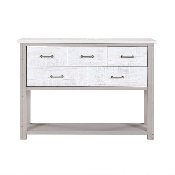 Baumhaus Greystone Reclaimed Sudeboard / Console Table in Grey and Distressed White VTTG02C - White Tree Furniture