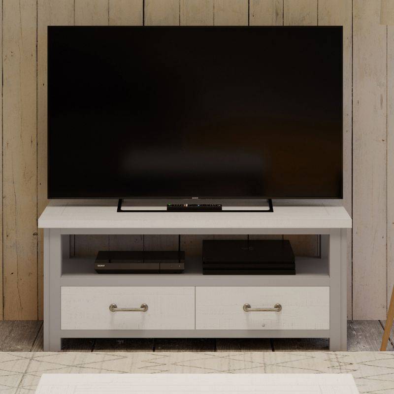 BAUMHAUS Greystone Reclaimed Widescreen TV Cabinet 110cm VTTG09A - White Tree Furniture