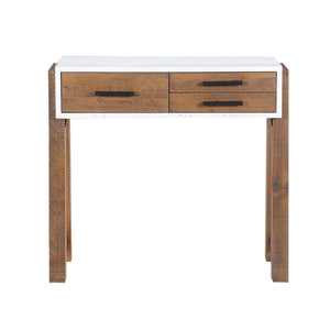 Baumhaus Trinity Reclaimed Small Console Table in White & Weathered Wood VWP02B - White Tree Furniture