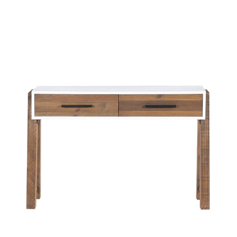 Baumhaus Trinity Reclaimed Open Console Table 120cm in White & Weathered Wood VWP02E - White Tree Furniture