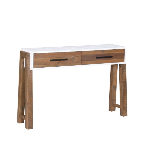 Baumhaus Trinity Reclaimed Open Console Table 120cm in White & Weathered Wood VWP02E - White Tree Furniture