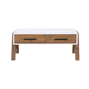 Baumhaus Trinity Reclaimed Coffee Table 110cm in White & Weathered Wood VWP08A - White Tree Furniture