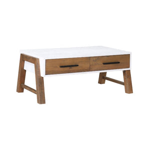 Baumhaus Trinity Reclaimed Coffee Table 110cm in White & Weathered Wood VWP08A - White Tree Furniture