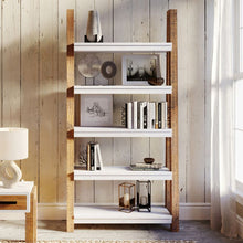 Baumhaus Trinity Reclaimed Large Open Bookcase in White & Weathered Wood VWP01C - White Tree Furniture