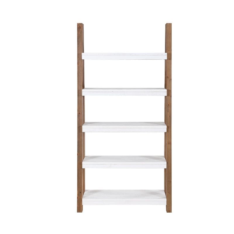 Baumhaus Trinity Reclaimed Large Open Bookcase in White & Weathered Wood VWP01C - White Tree Furniture