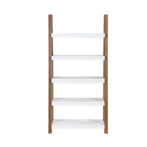 Baumhaus Trinity Reclaimed Large Open Bookcase in White & Weathered Wood VWP01C - White Tree Furniture