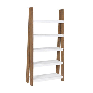 Baumhaus Trinity Reclaimed Large Open Bookcase in White & Weathered Wood VWP01C - White Tree Furniture