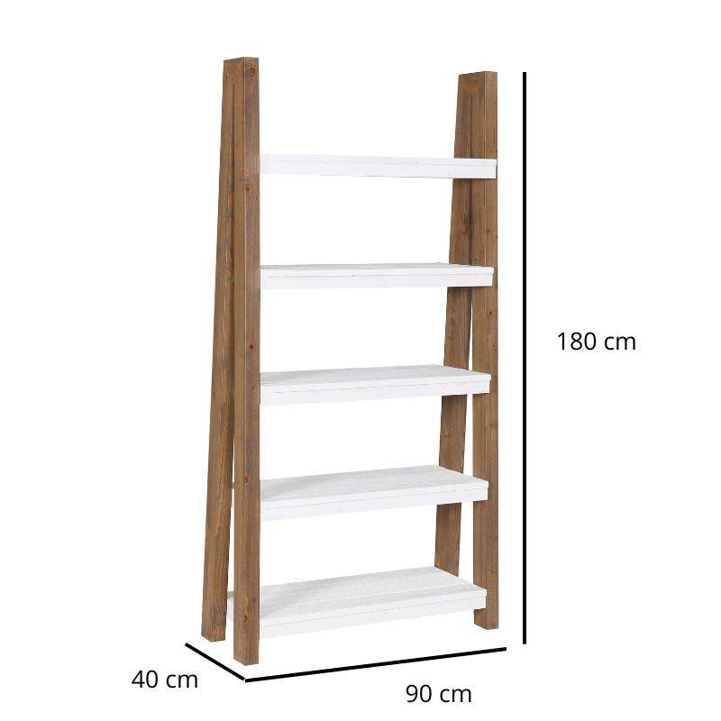 Baumhaus Trinity Reclaimed Large Open Bookcase in White & Weathered Wood VWP01C - White Tree Furniture