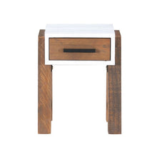 Baumhaus Trinity Reclaimed Open Side Table w/ Drawer in White & Weathered Wood VWP10B - White Tree Furniture