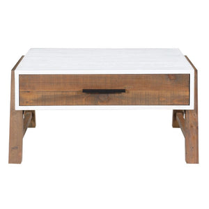 Baumhaus Trinity Reclaimed Square Coffee Table 90cm in White & Weathered Wood VWP08B - White Tree Furniture