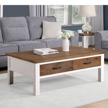 Baumhaus Splash of White Reclaimed Coffee Table w/ 4 Drawers in White & Weathered Wood VTTW08A - White Tree Furniture