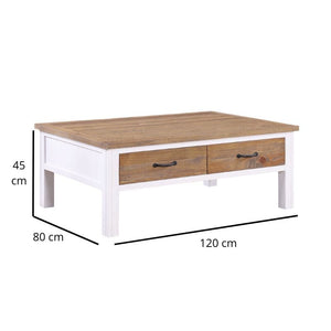 Baumhaus Splash of White Reclaimed Coffee Table w/ 4 Drawers in White & Weathered Wood VTTW08A - White Tree Furniture