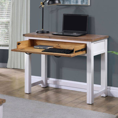 Baumhaus Splash of White Reclaimed Hidden Space Saver Desk in White & Weathered Wood VTTW06A - White Tree Furniture