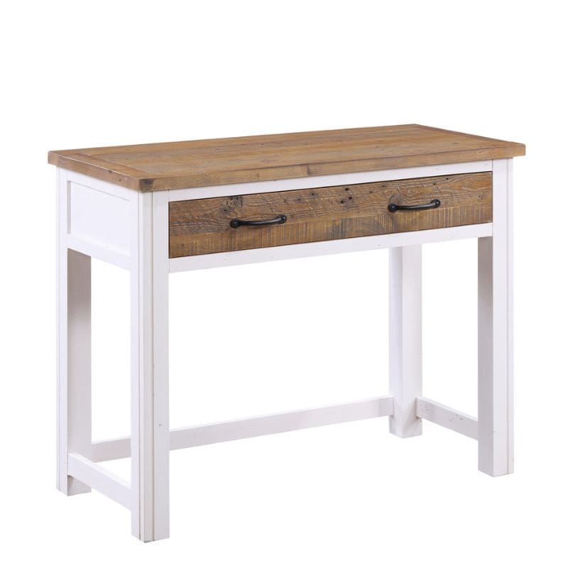 Baumhaus Splash of White Reclaimed Hidden Space Saver Desk in White & Weathered Wood VTTW06A - White Tree Furniture