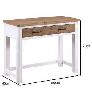 Baumhaus Splash of White Reclaimed Hidden Space Saver Desk in White & Weathered Wood VTTW06A - White Tree Furniture