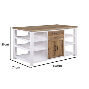 Baumhaus Splash of White Reclaimed Kitchen Island in White & Weathered Wood VTTW02E - White Tree Furniture