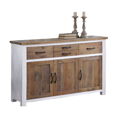 BAUMHAUS Splash of White Reclaimed Large Sideboard in White & Weathered Wood VTTW02D - White Tree Furniture