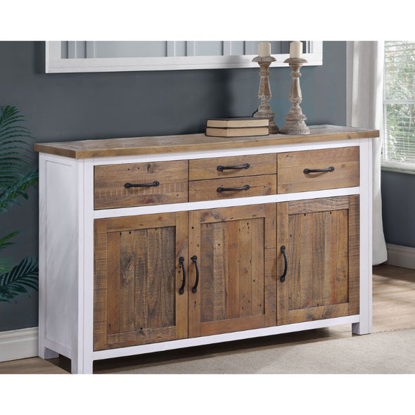 BAUMHAUS Splash of White Reclaimed Large Sideboard in White & Weathered Wood VTTW02D - White Tree Furniture