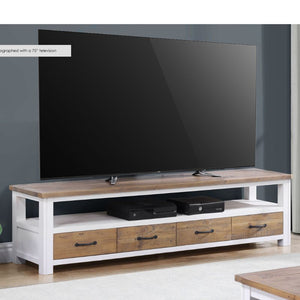 BAUMHAUS SPLASH OF WHITE Reclaimed Large Widescreen TV Stand 180cm VTTW09B - White Tree Furniture