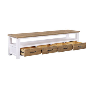 BAUMHAUS SPLASH OF WHITE Reclaimed Large Widescreen TV Stand 180cm VTTW09B - White Tree Furniture