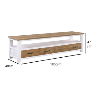 BAUMHAUS SPLASH OF WHITE Reclaimed Large Widescreen TV Stand 180cm VTTW09B - White Tree Furniture