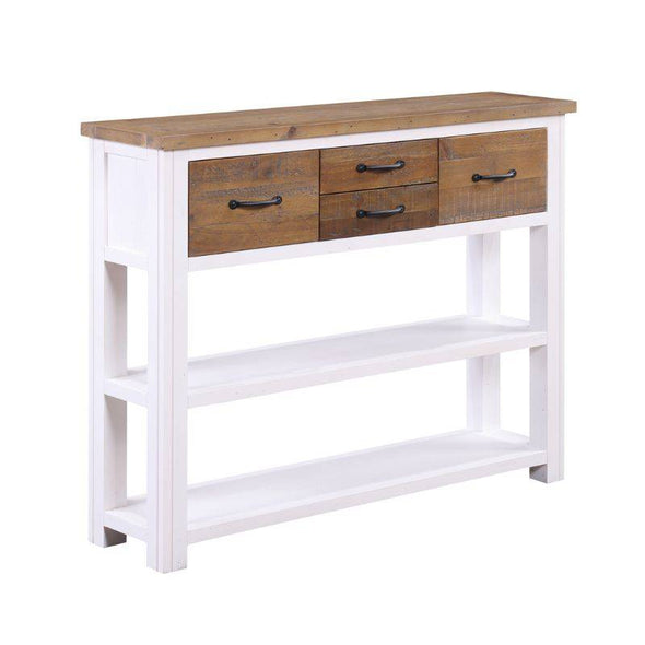 Baumhaus Splash of White Reclaimed Low Bookcase / Console Table VTTW02A - White Tree Furniture