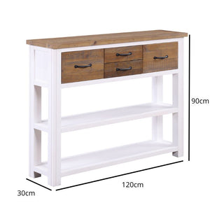 Baumhaus Splash of White Reclaimed Low Bookcase / Console Table VTTW02A - White Tree Furniture