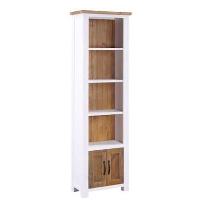 Baumhaus Splash of White Reclaimed Narrow Bookcase in White & Weathered Wood VTTW01C - White Tree Furniture