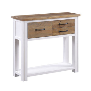 Baumhaus Splash of White Reclaimed Small Console Table in White & Weathered Wood VTTW02B - White Tree Furniture