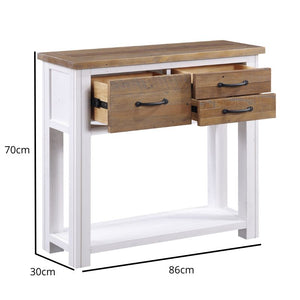 Baumhaus Splash of White Reclaimed Small Console Table in White & Weathered Wood VTTW02B - White Tree Furniture