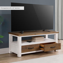 Baumhaus Splash of White Reclaimed Widescreen TV Stand 110cm in White and Weathered Wood VTTW09A - White Tree Furniture