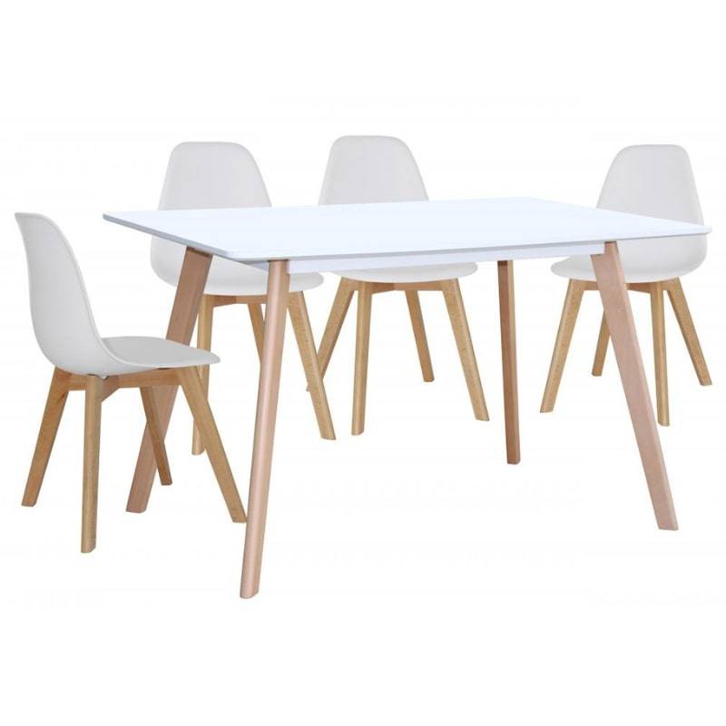 Belgium 120cm Dining Table in Matt Gloss White w/ Beech Legs - White Tree Furniture