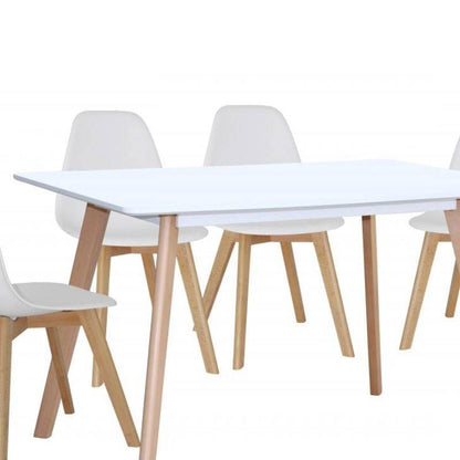 Belgium 120cm Dining Table in Matt Gloss White w/ Beech Legs - White Tree Furniture