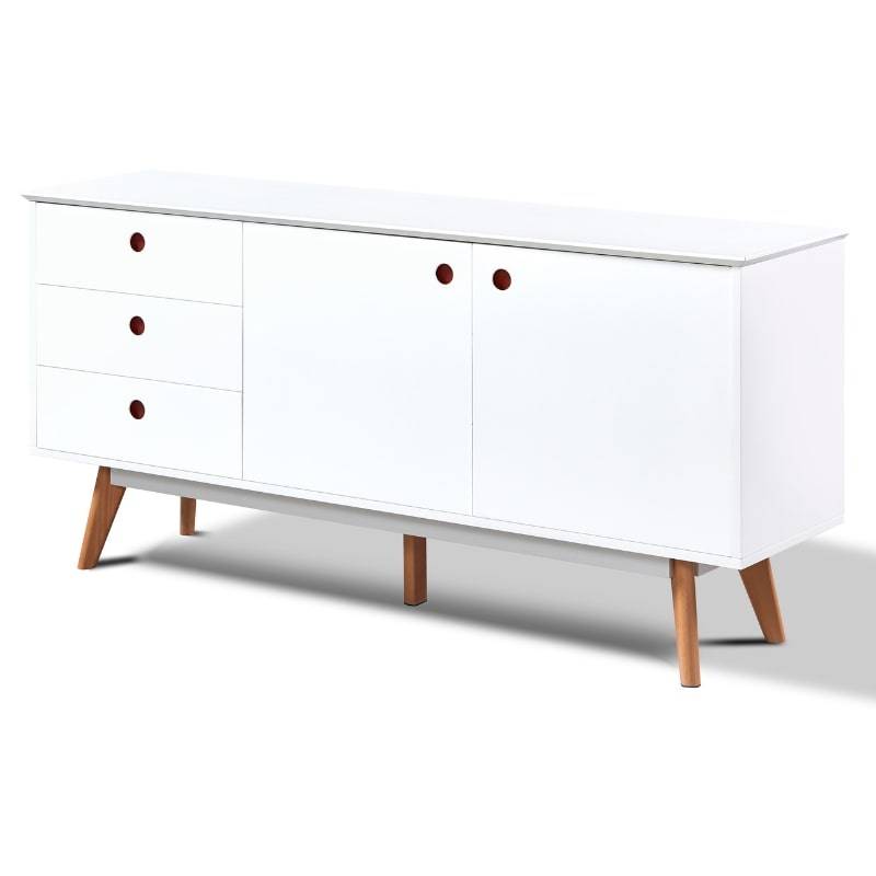 Belgium Large Sideboard in Matt Gloss White w/ Beech Legs - White Tree Furniture