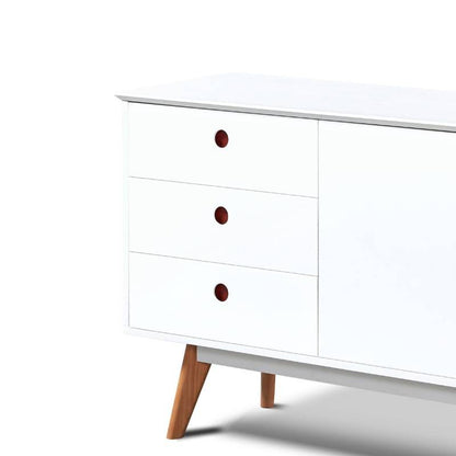 Belgium Large Sideboard in Matt Gloss White w/ Beech Legs - White Tree Furniture