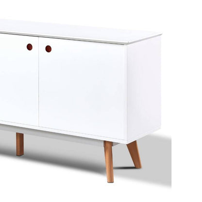 Belgium Large Sideboard in Matt Gloss White w/ Beech Legs - White Tree Furniture