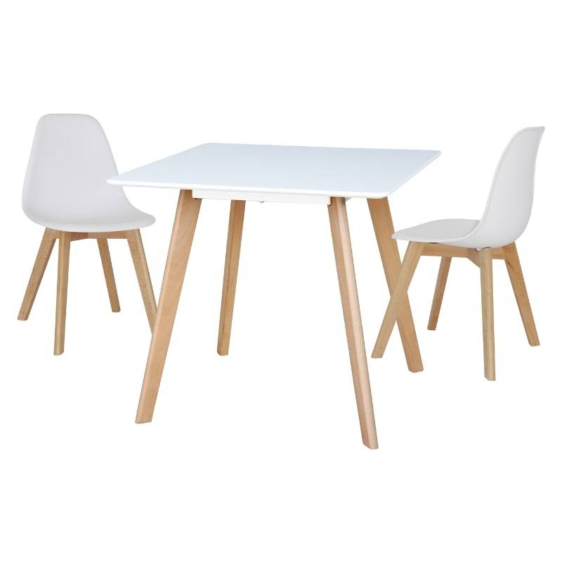 Belgium 80cm Dining Table in Matt Gloss White w/ Beech Legs - White Tree Furniture