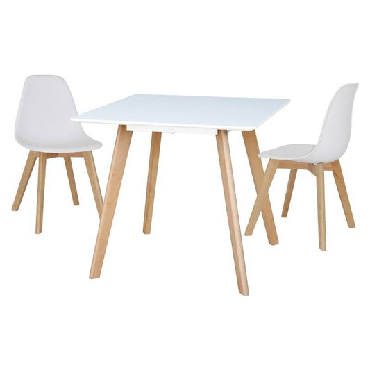 Belgium 80cm Dining Table in Matt Gloss White w/ Beech Legs - White Tree Furniture