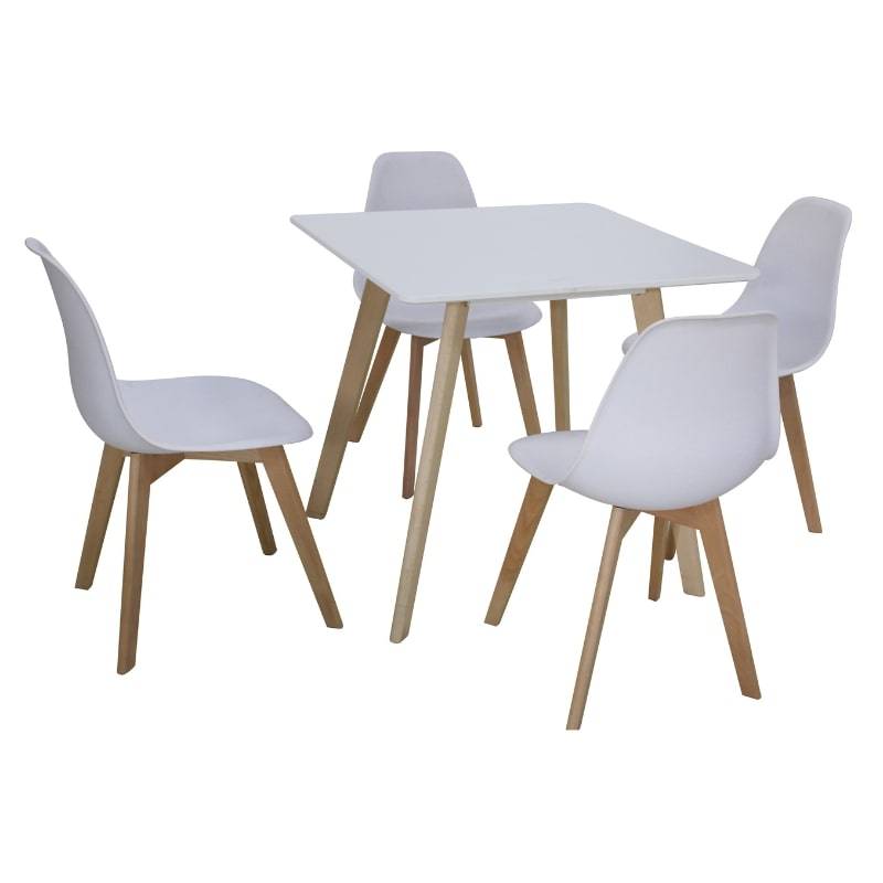 Belgium 80cm Dining Table in Matt Gloss White w/ Beech Legs - White Tree Furniture