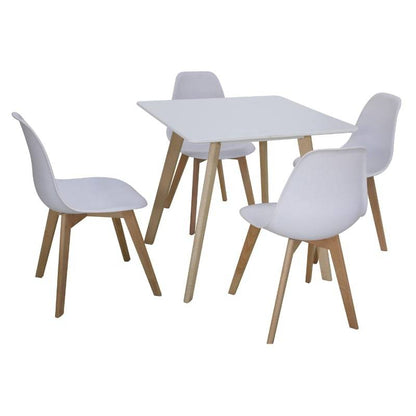 Belgium 80cm Dining Table in Matt Gloss White w/ Beech Legs - White Tree Furniture