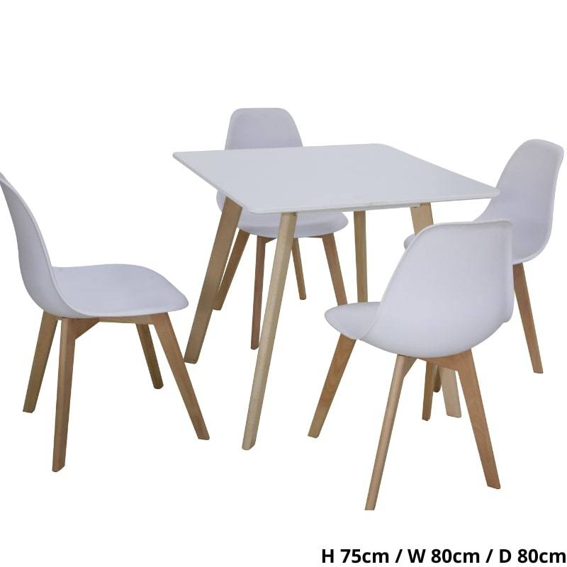 Belgium 80cm Dining Table in Matt Gloss White w/ Beech Legs - White Tree Furniture