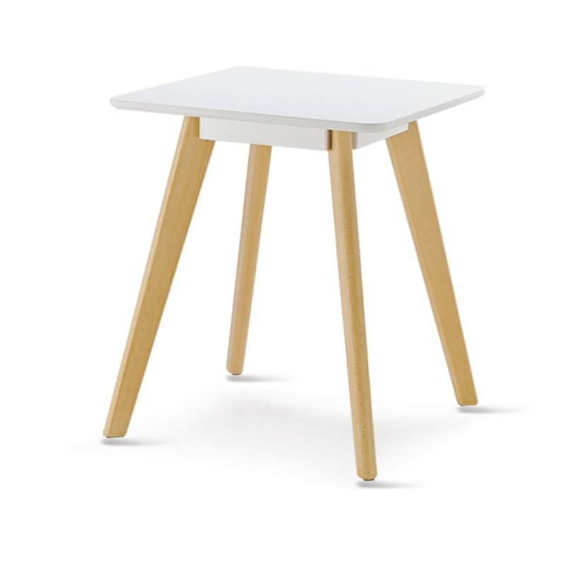 Belgium Square Lamp Table in Matt Gloss White w/ Beech Legs