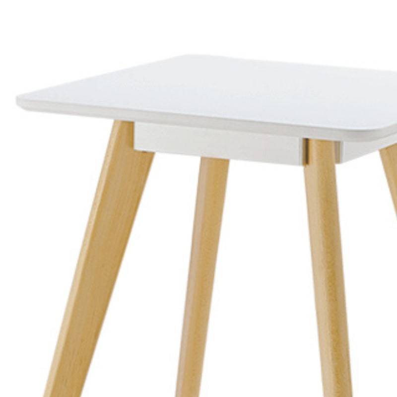 Belgium Square Lamp Table in Matt Gloss White w/ Beech Legs