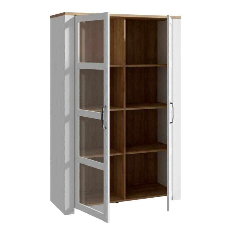 Bohol 2 Door Display Cabinet in Riviera Oak / White - White Tree Furniture