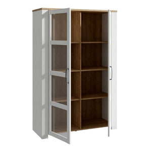 Bohol 2 Door Display Cabinet in Riviera Oak / White - White Tree Furniture