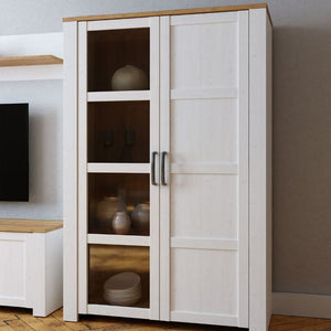 Bohol 2 Door Display Cabinet in Riviera Oak / White - White Tree Furniture